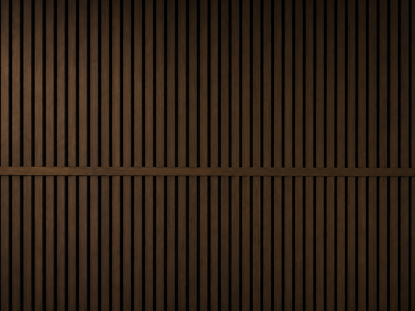 Warm walnut wood-slat acoustic wall texture