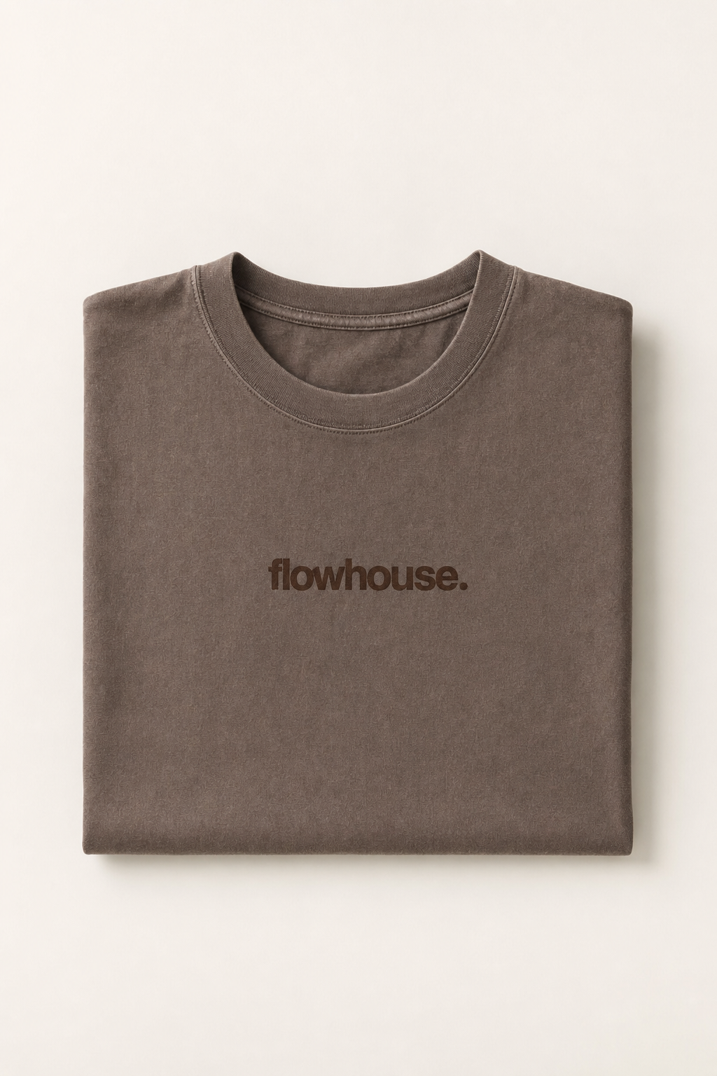 The flowhouse Core Tee in vintage brown — coming soon.
